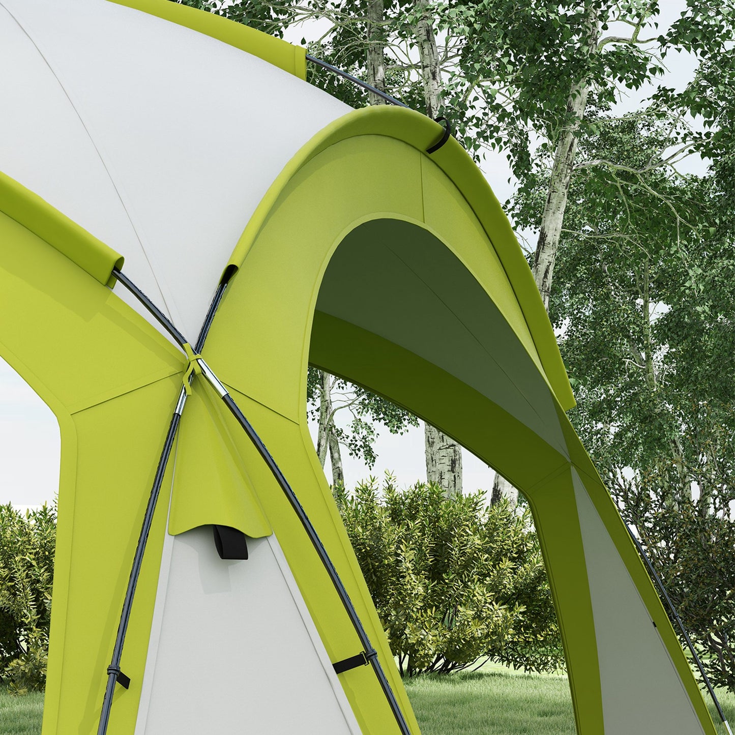 Outsunny 3.5 x 3.5M Camping Gazebo, Outdoor Event Shelter Dome Tent Garden Sun Shelter Patio Spire Arc Pavilion Camp Sun Shade Tent for 6-8 Person, Green
