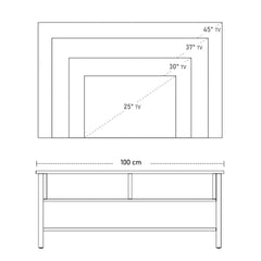 HOMCOM TV Stand Cabinet, Industrial TV Unit for TVs up to 45", 100cm TV Cabinet with 2 Open Compartments and Mesh Bottom Shelf for Living Room, Rustic Brown