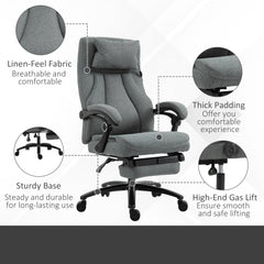 Vinsetto Office Chair, Fabric Desk Chair with Adjustable Massage Pillow, USB Power and Retractable Footrest, High Back, 360√Ç¬∞ Swivel, for Home, Grey