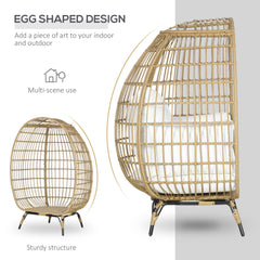 Outsunny Rattan Egg Chair with Cushions and Pillows, Khaki