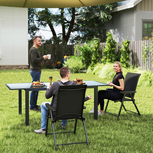 Outsunny Set of Two Folding Outdoor Chairs - Black