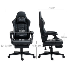 Vinsetto Computer Gaming Chair with Footrest, Video Gaming Chair for Adults with 130√Ç¬∞ Reclining Back, Desk Chair with Lumbar Support and Adjustable Height, Black