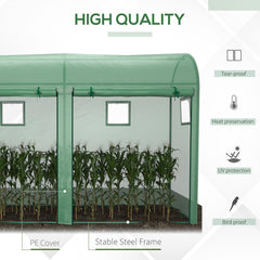 Outsunny Walk-in Greenhouse, Tomato Greenhouse with Double Doors & 4 Windows, Garden Plant Growth Green House with PE Cover, Steel Frame, Green, 3 x 1 x 2 m