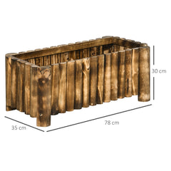 Outsunny 52L Raised Flower Bed Wooden Rectangular Planter Container Box Herb Pot Flower Pot 78L x 35W x 30H (cm)