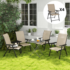 Outsunny Set of Four Folding Outdoor Chairs - Brown/Black