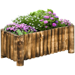 Outsunny 52L Raised Flower Bed Wooden Rectangular Planter Container Box Herb Pot Flower Pot 78L x 35W x 30H (cm)