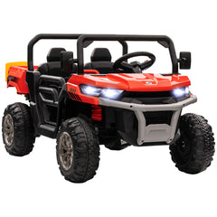 HOMCOM 12V 2 Seater Kids Electric Ride-On Car with Electric Bucket, Remote Control - Red