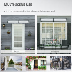 Outsunny Front Door Canopy, Outdoor Awning, 200 x 96cm Rain Shelter for Window, Porch and Front/Back Door, Clear