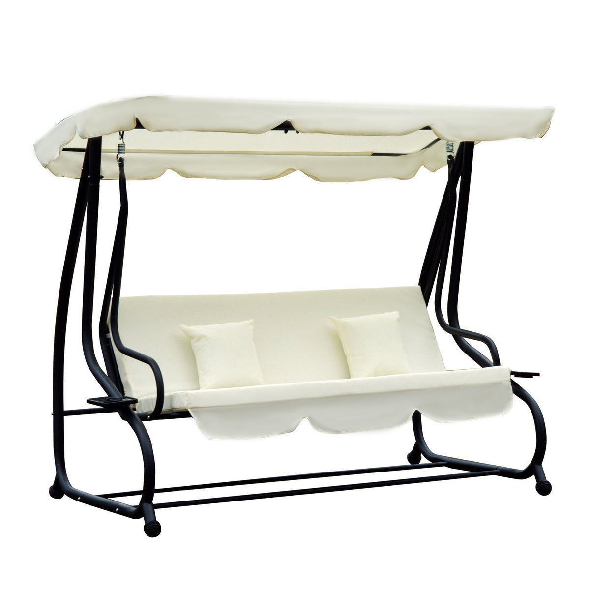 Outsunny 2-in-1 Swing Chair, 200Lx120Wx164H cm-Cream White