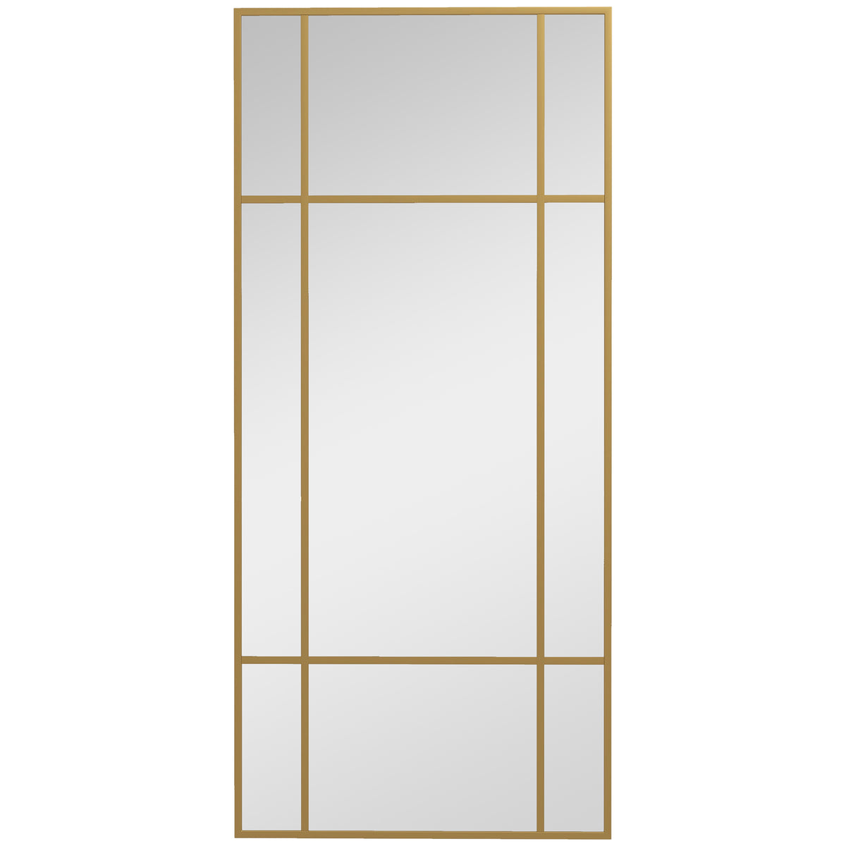 HOMCOM Decorative Grid Wall Mirror, with Back Hooks - Gold Tone