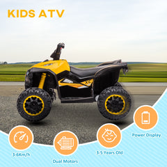 HOMCOM 12V Ride-On Quad Bike w/ Music, Horn, for Ages 3+ Years - Yellow