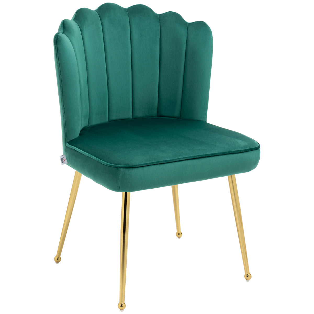 HOMCOM Velvet-Feel Shell Accent Chair - Green