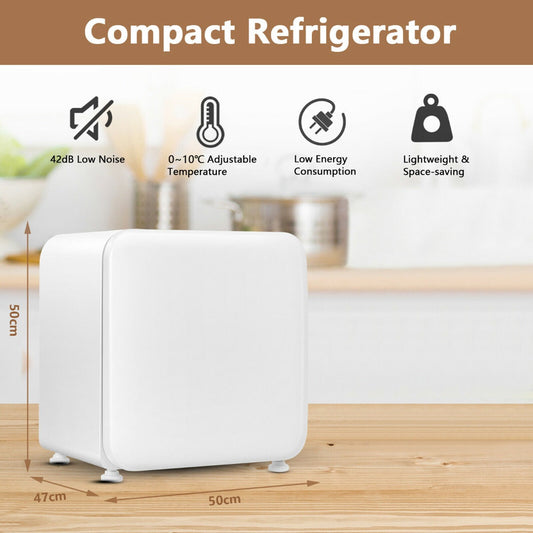 0~10℃ Compact Refrigerator with Reversible Door for Dorm Apartment-White