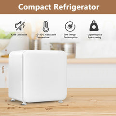 0~10℃ Compact Refrigerator with Reversible Door for Dorm Apartment-White