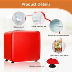 0~10℃ Compact Refrigerator with Reversible Door for Dorm Apartment-Red