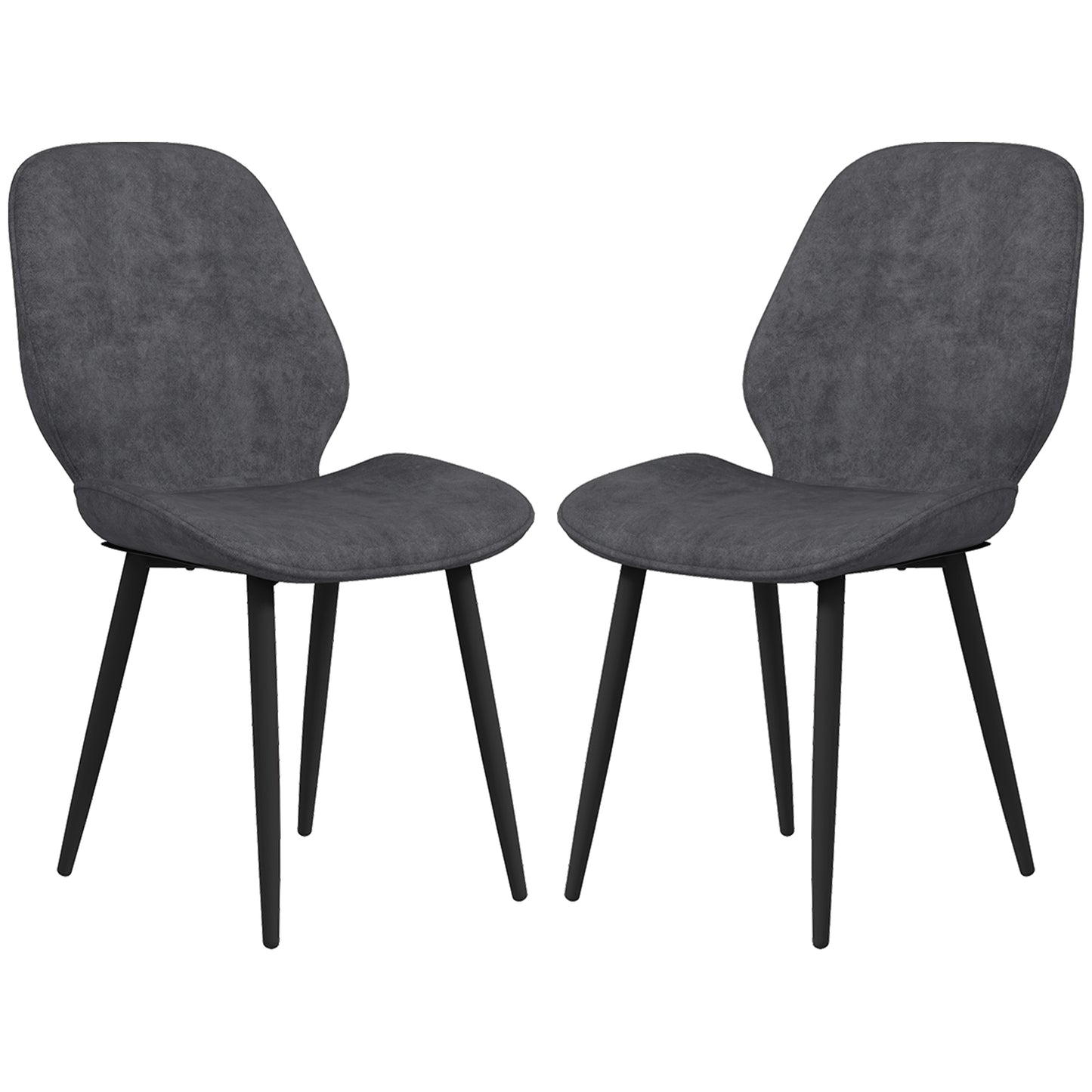 HOMCOM Velvet Dining Chairs, Set of 2 Dining Room Chairs with Metal Legs for Living Room, Dining Room, Grey