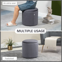 HOMCOM Modern Storage Ottoman with Removable Lid, Fabric Storage Stool, Foot Stool, Dressing Table Stool Side Table, Set of 2, Grey