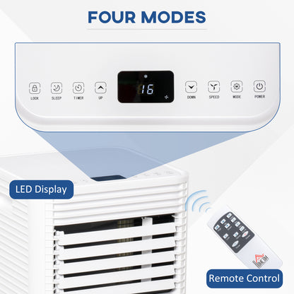 HOMCOM 7000 BTU Portable Air Conditioner for Cooling Dehumidifier Fan, Air Conditioning Unit for Room up to 26m√Ç¬≤, with Remote, 24H Timer, Window Mount Kit, R290, A Energy Efficiency, 785W