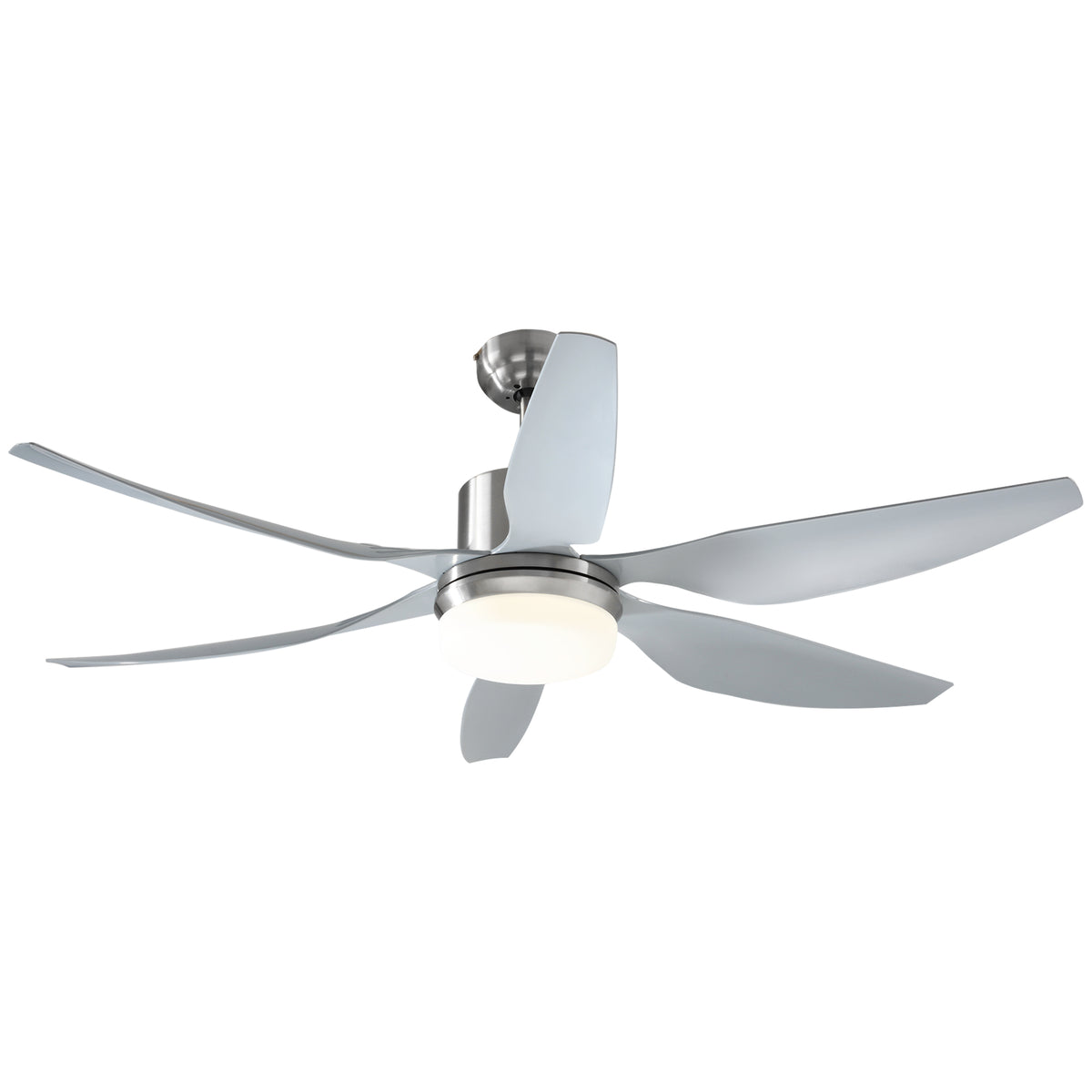 HOMCOM Reversible Ceiling Fan with Light, 6 Blades Indoor Modern Mount LED Lighting Fan with Remote Controller, for Bedroom, Living Room, Silver