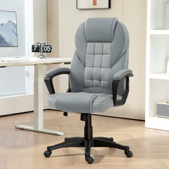 HOMCOM Faux Leather Office Chair - Grey