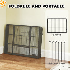 PawHut 6 Panels Dog Playpen, Portable Detachable Puppy Pen with Door, for Small Dogs, 60cm High, Black