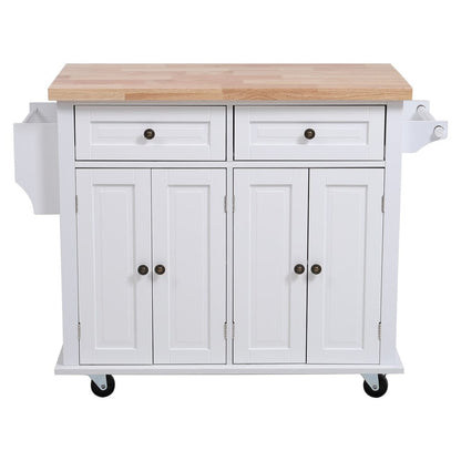 83cm Height Modern Rolling Wooden Kitchen Island Cart with Storage Cabinet
