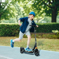 AIYAPLAY Kids Scooter with Four-Level Adjustable Handlebar, Dual Brake System, 200mm Wheels, ABEC-7 Bearings, Black