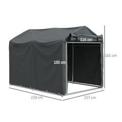 Outsunny 2.2 x 1.6 m Garden Storage Tent, Waterproof Anti-UV Bike Tent with Roll-up Zipper Door, Galvanised Outdoor Storage Shelter Carport for Bike, Motorbike, Garden Tools, Dark Grey