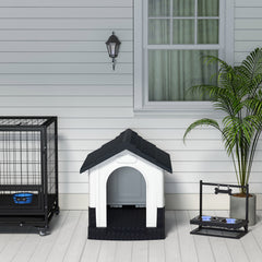 PawHut Plastic Dog Kennel with Windows, for Garden Patio, Miniature and Small Dogs, 80 x 69 x 76cm - Grey