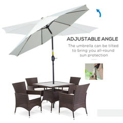 Outsunny 2.7M Garden Parasol Umbrella with Glass Fibre Ribs and Aluminium Frame, Tilting Sun Shade Shelter Canopy, Cream White