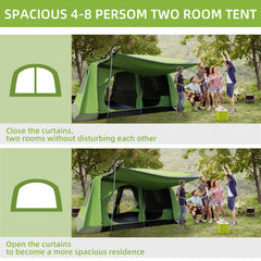 Outsunny Tunnel Tent Camping Shelter w/ Porch, Two Rooms, Lamp Hook, Portable Carry Bag