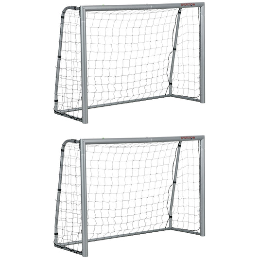 SPORTNOW 6ft x 4ft Football Goal, Set of 2 Football Net for Garden, Training Goal with Ground Stakes, Steel Frame