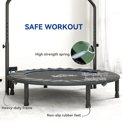 HOMCOM 48" Foldable Mini Fitness Trampoline, with Adjustable Foam Handle, Blue