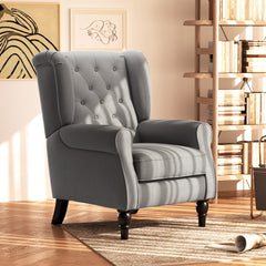 HOMCOM Retro Accent Chair, Wingback Armchair with Wood Frame Button Tufted Design for Living Room Bedroom, Dark Grey