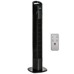 HOMCOM 31" Freestanding Tower Fan, 3 Speed 3 Mode, 7.5H Timer, Oscillating, LED Panel, Remote Control, 31 Inch Standing Fan, Black