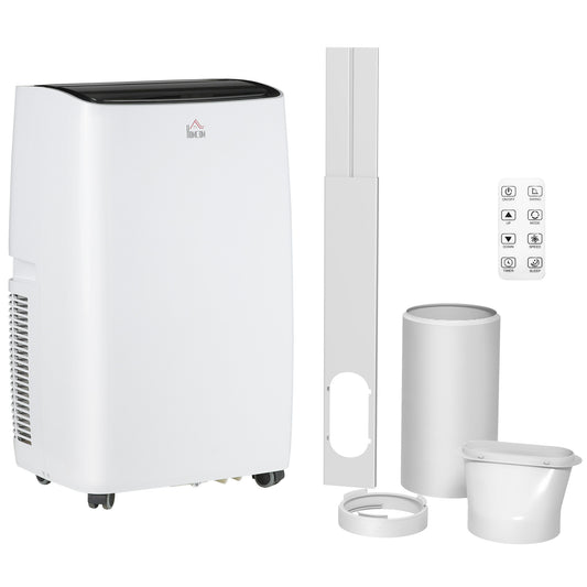 HOMCOM 14000 BTU Air Conditioning Unit, 3-in-1 Portable Air Conditioner, Dehumidifier, Fan with 3 Speeds, Sleep Mode, Remote, LED Display, 24H Timer, Window Venting Kit, Children Lock, 430 sq.ft