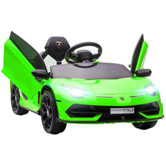 HOMCOM Lamborghini Licensed 12V kids Electric Car w/ Butterfly Doors, Remote, Music, Horn, Suspension - Green