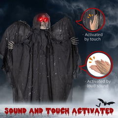 HOMCOM 6.3" Grim Reaper Halloween Animatronic، مع عيون متوهجة