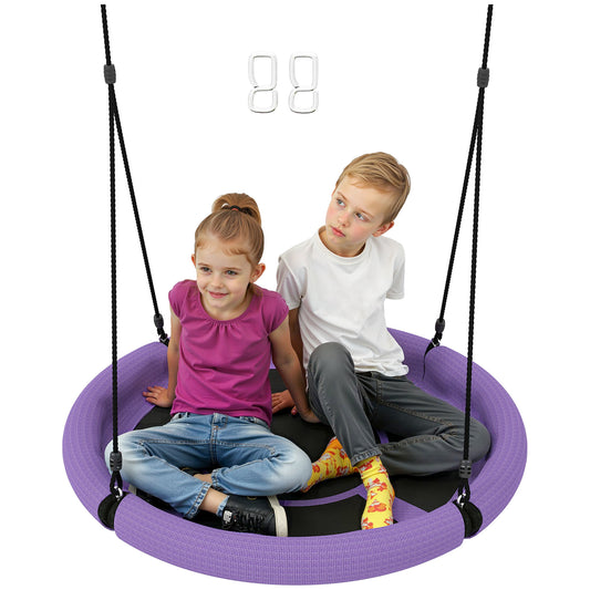 AIYAPLAY 100cm Diameter Nest Seat for Kids with Height Adjustable Hanging Ropes for Outdoor, Playground, Garden, Purple