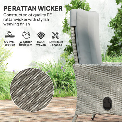 Outsunny 105√Ç¬∞-150√Ç¬∞ Reclining Rattan Chair - Grey