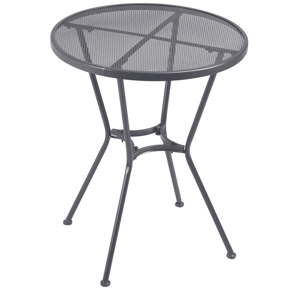 Outsunny 60cm Round Garden Dining Table Metal Outside Bistro Table with Mesh Tabletop for Garden Balcony Deck, Dark grey