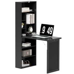 HOMCOM Three-Part Work Desk, with Storage and Chalkboard - Black