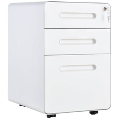 Vinsetto Lockable File Cabinet with 3 Drawers, Vertical Office Drawer for A4, Letter, Legal Size, Anti-tilt Design, Pre-Assembled Body, White