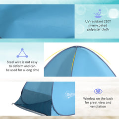 Outsunny 2-3 Person Pop up Beach Tent Hiking UV 30+ Protection Patio Sun Shelter (Blue)