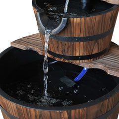 Outsunny Wooden Water Pump Fountain, 2 Tier-Fir Wood