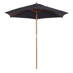 Outsunny 2.5m Wood Garden Parasol Sun Shade Patio Outdoor Wooden Umbrella Canopy Black