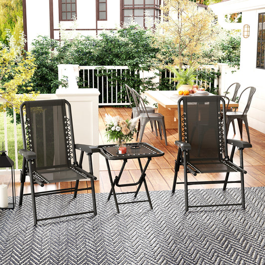 Outsunny Three-Piece Garden Table and Chair Set - Black