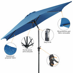 2.7m Garden Parasol with Crank-Blue