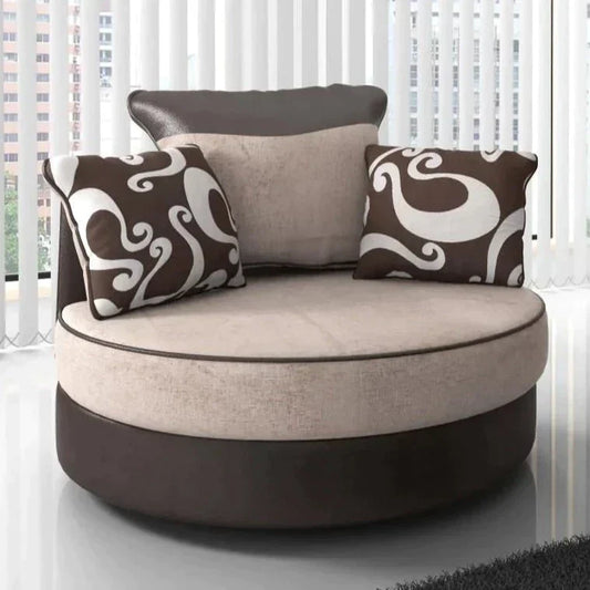 Sparrow Chenille Fabric Swivel Chair - Black & Grey / Brown & Beige