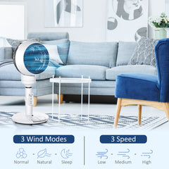 HOMCOM 9'' Air Circulator Fan 3 Speed 3 Mode, 70√Ç¬∞ Oscillation 90√Ç¬∞ Vertical Tilt, Height Adjustable, Remote Controller, for Living Room, Bedroom, Office, Black and White